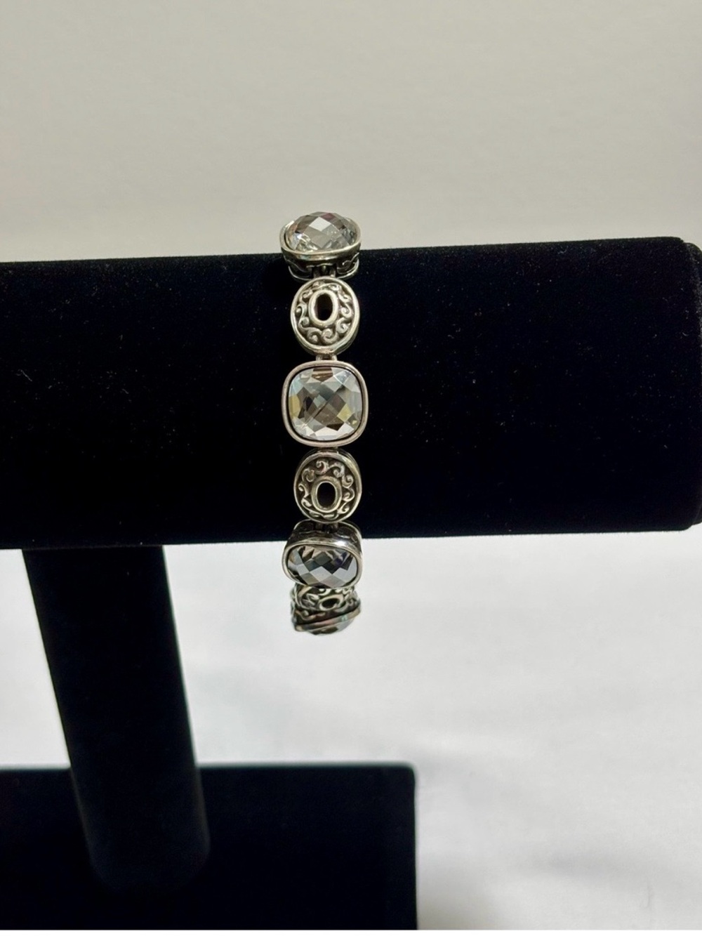 Brighton Venus Rising Grey Crystal Silver Plated Link Bracelet